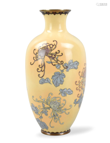 Japanese Cloisonne Vase w/ Flower, Meiji Period