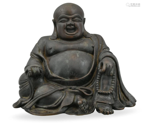 Chinese Bronze Carved Laughing Buddha,17th C.
