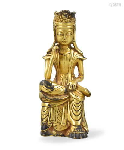 Small Korean Gilt Bronze Thinking Buddha, 18th C.