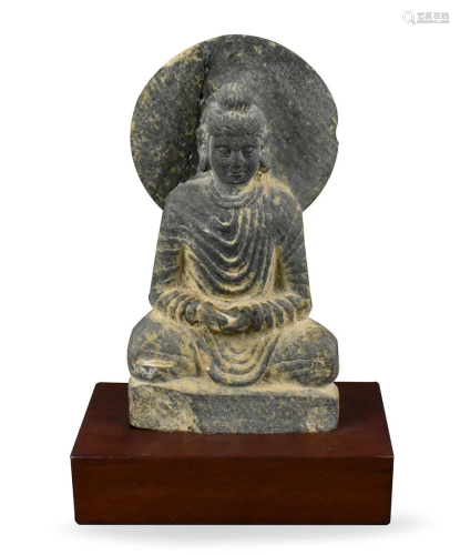 Indian Gandhara Stone Carved Buddha,3/4 C.