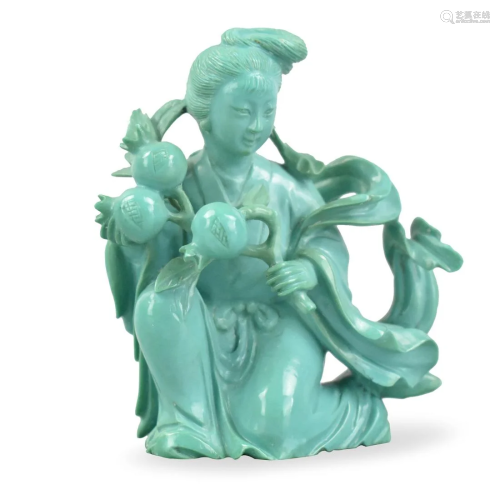 Chinese Turquoise Carved Lady Figure