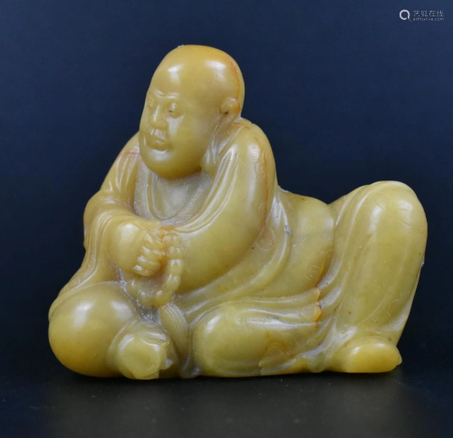 Chinese Soapstone Carving of Luohan,Qing D.