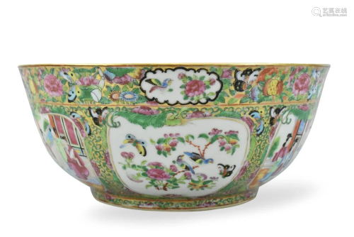 Large Chinese Rose Medallion Punch Bowl,19th C.