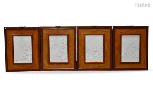 Set of 4 Chinese Carved Porcelain Plaque,ROC P.