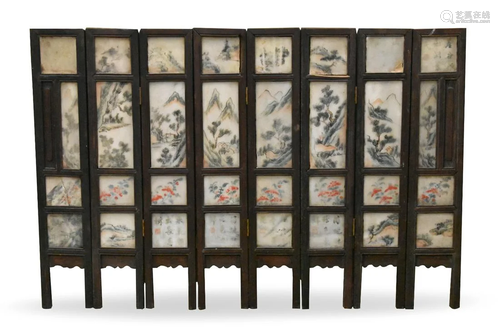 Set of 8 Chinese Enamel Marble Panels,19th C.