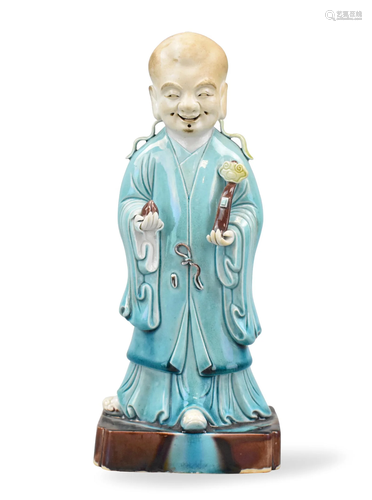 Chinese Sancai Glazed "Shou" Figure, 18th C.