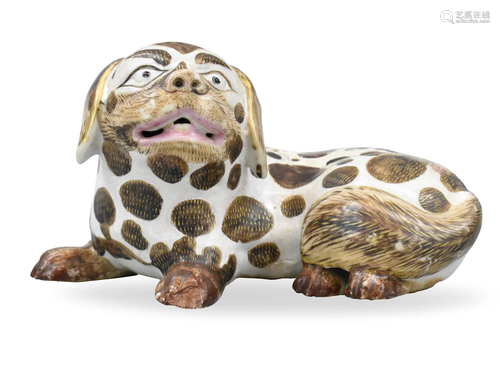 Chinese Porcelain Gilt Dog Figure ,18th C.