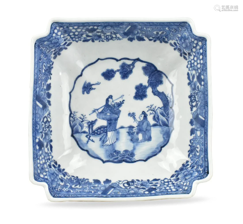 Chinese Blue & White Bowl w/ Figures, 19th C.