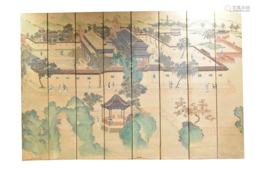 Large Set of Chinese Painting on SIlk w /Landscape