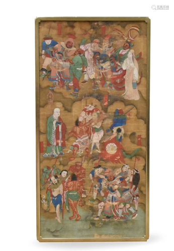 Chinese Polychrome Immortal Painting,Ming Dynasty