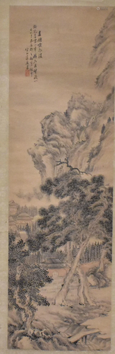 Chinese Painting of Landscape by "Zhu Ying",Qing D