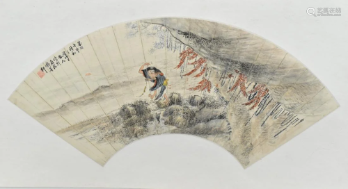 Chinese Fan Painting of "Liu Hai", Qing Dynasty