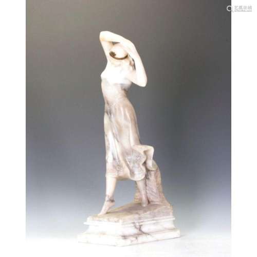A Marble And Alabaster Figure