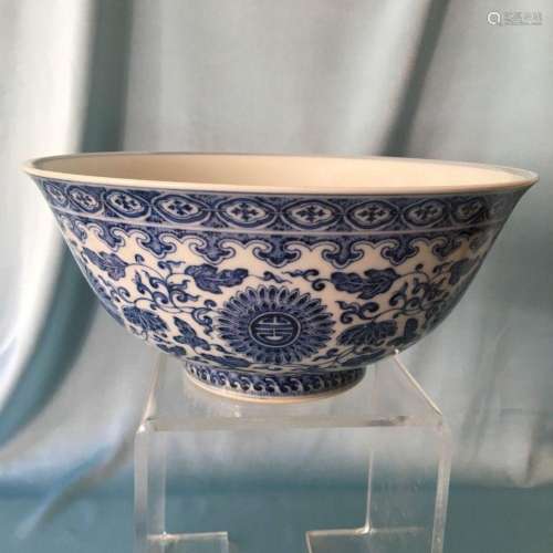 A Large Chinese Blue and White Bowl