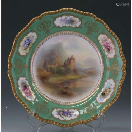 Royal Worcester Plate Castle Scene By Harry Stinton