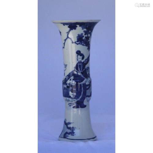 A antique blue and white yin yin vase