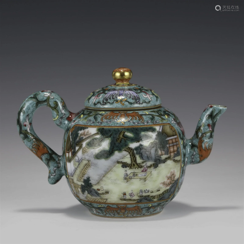 QING QIANLONG FAMILLE ROSE LIDDED TEA POT