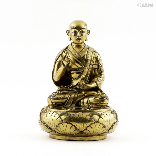 QING GILT BRONZE BUDDHA TEACHER YESHE DORJE