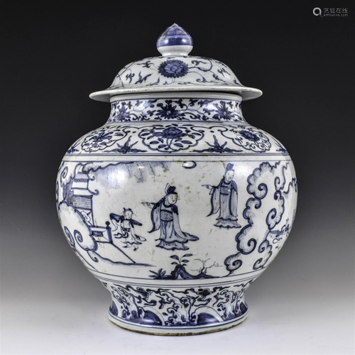 MING BLUE & WHITE GENERAL HELMET JAR