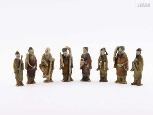 SET OF SHOUSHAN STONE OF 8 IMMORTALS