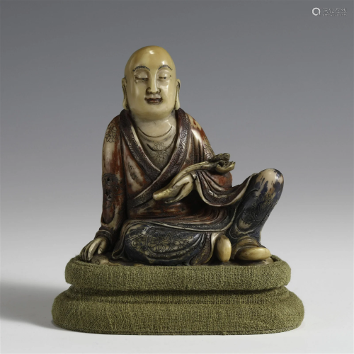 SHOUSHAN STONE CARVED BUDDHA ON STAND