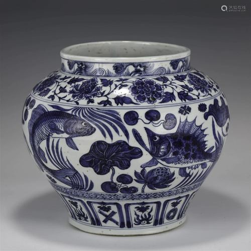 YUAN BLUE & WHITE JAR