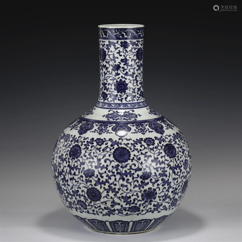 QING YONGZHENG BLUE & WHITE CELESTIAL VASE