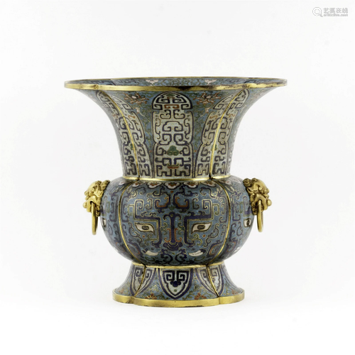 CHINESE GILT BRONZE CLOISONNE YENYEN VASE