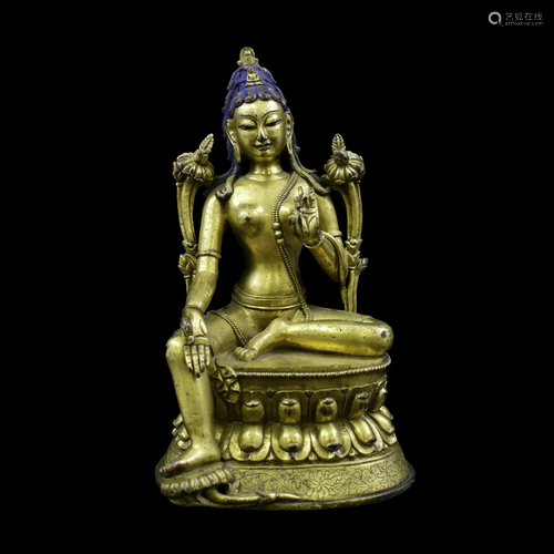 QING GILT BRONZE SEATED BUDDHA TARA