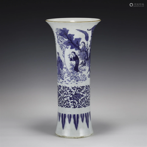 QING BLUE & WHITE GOBLET VASE