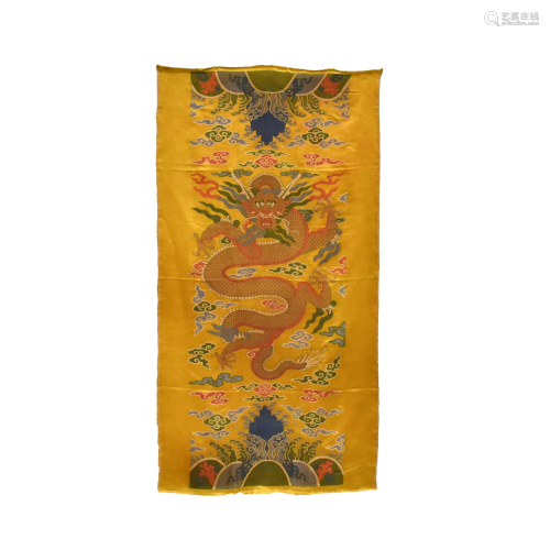RED DRAGON YELLOW SILK TAPESTRY