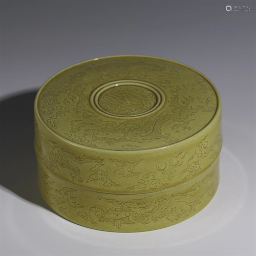 QING YONGZHENG YELLOW GLAZED PORCELAIN BOX