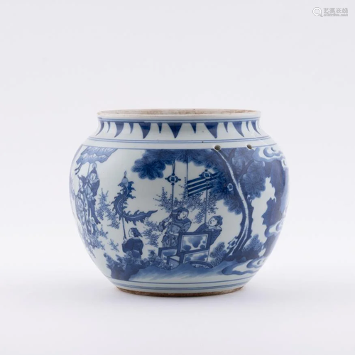 MING BLUE AND WHITE JAR