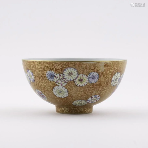 YONGZHENG FLORAL MEDALLIONS RED BOWL