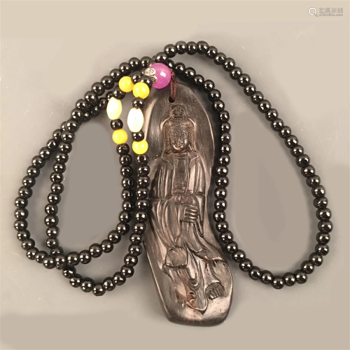 Chinese Agilawood Guanyin Necklace