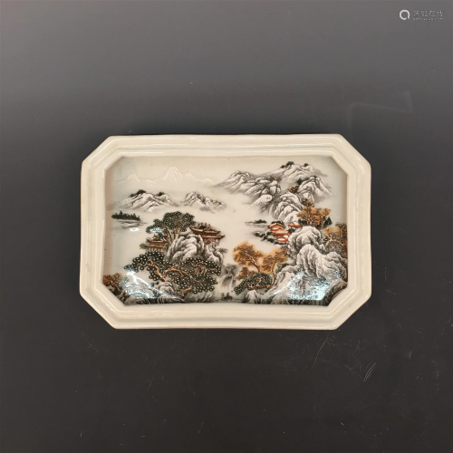 Chinese Famille Rose 'Landscape' Tea Tray