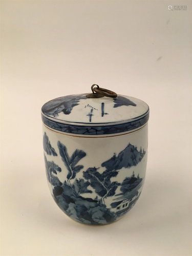 Chinese Blue and White Tea Jar