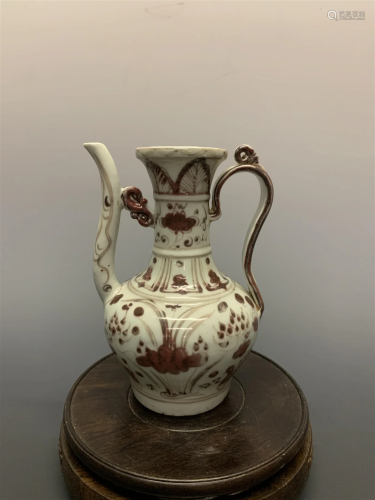 Chinese Yuan Dynasty Copper-Red Ewer