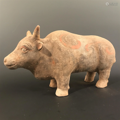 Chinese Han Style Colored Pottery Buffalo