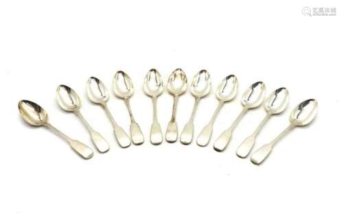 A set of eleven silver Fiddle pattern serving spoons,