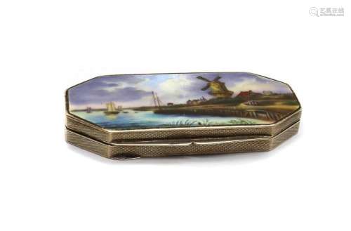 A continental enamelled sterling silver pillbox,