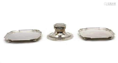A pair of Edward VII square silver waiters,