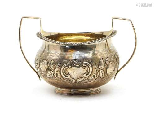 A George III silver twin-handled sugar bowl,