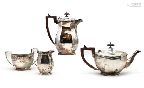 A silver four piece tea service