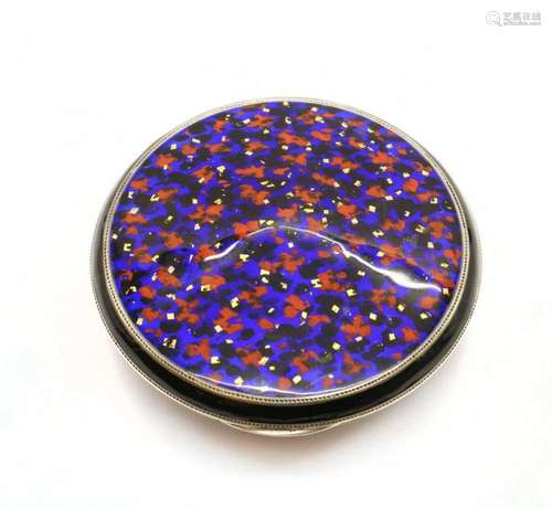 A silver and enamel compact,