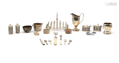 A collection of silver items,