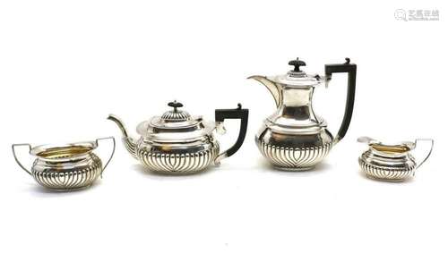 A Regency style silver four piece tea set,