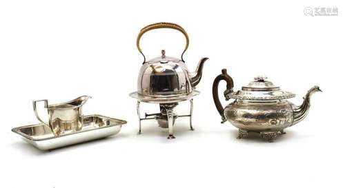 A collection of silver-plated items,