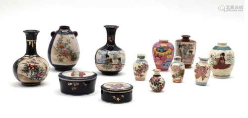 A collection of Japanese Satsuma ware miniatures,
