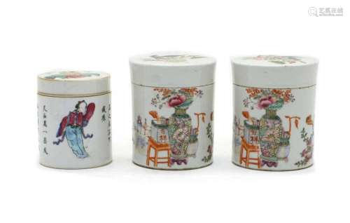 Three Chinese famille rose boxes,